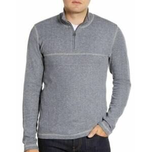 Vintage 1946 Men's Heathered Rib Quarter Zip Thermal Citadel Blue Small $59.50